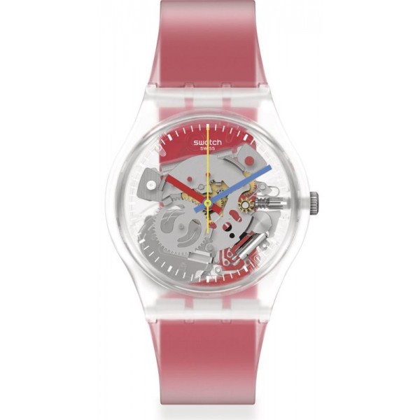 Swatch Unisex Watch Gent Clearly Red Striped GE292 Buy Swatch Unisex Watch Gent Clearly Red Striped GE292