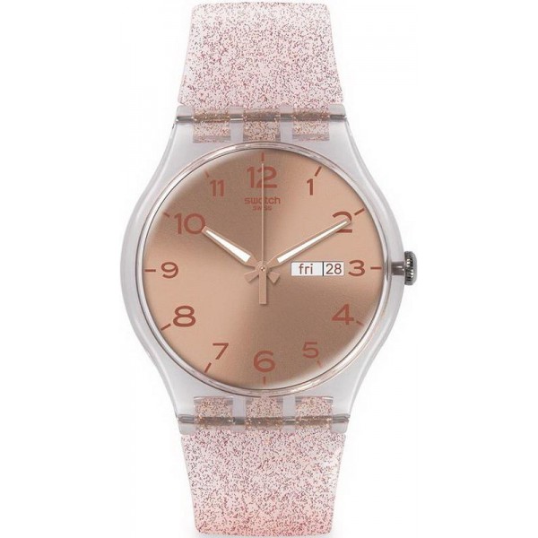 Montre Swatch Femme New Gent Pink Glistar SUOK703 Acheter Montre Swatch Femme New Gent Pink Glistar SUOK703