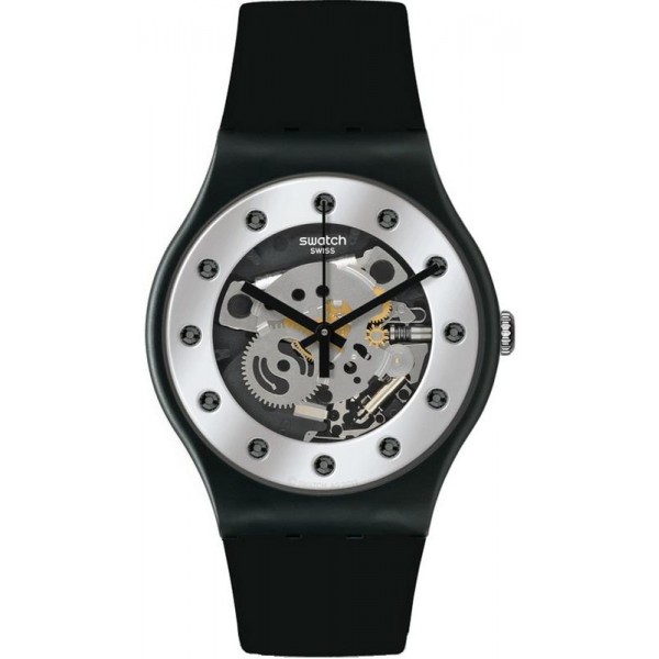 Swatch Unisex Watch New Gent Silver Glam SUOZ147 Buy Swatch Unisex Watch New Gent Silver Glam SUOZ147