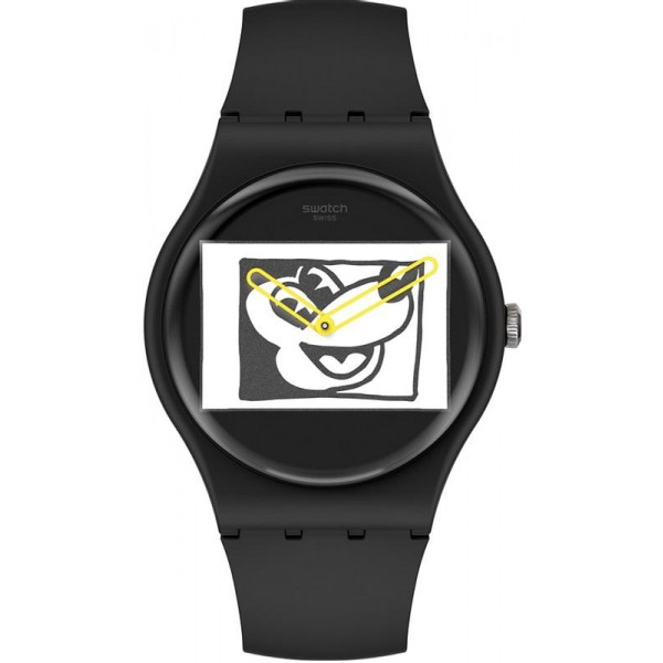 Montre Mickey Mouse Swatch Mickey Blanc Sur Noir SUOZ337 Acheter Montre Mickey Mouse Swatch Mickey Blanc Sur Noir SUOZ337