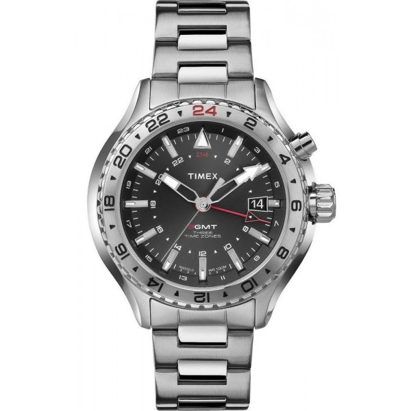 Montre Timex Homme Intelligent Quartz GMT T2P424 Acheter Montre Timex Homme Intelligent Quartz GMT T2P424